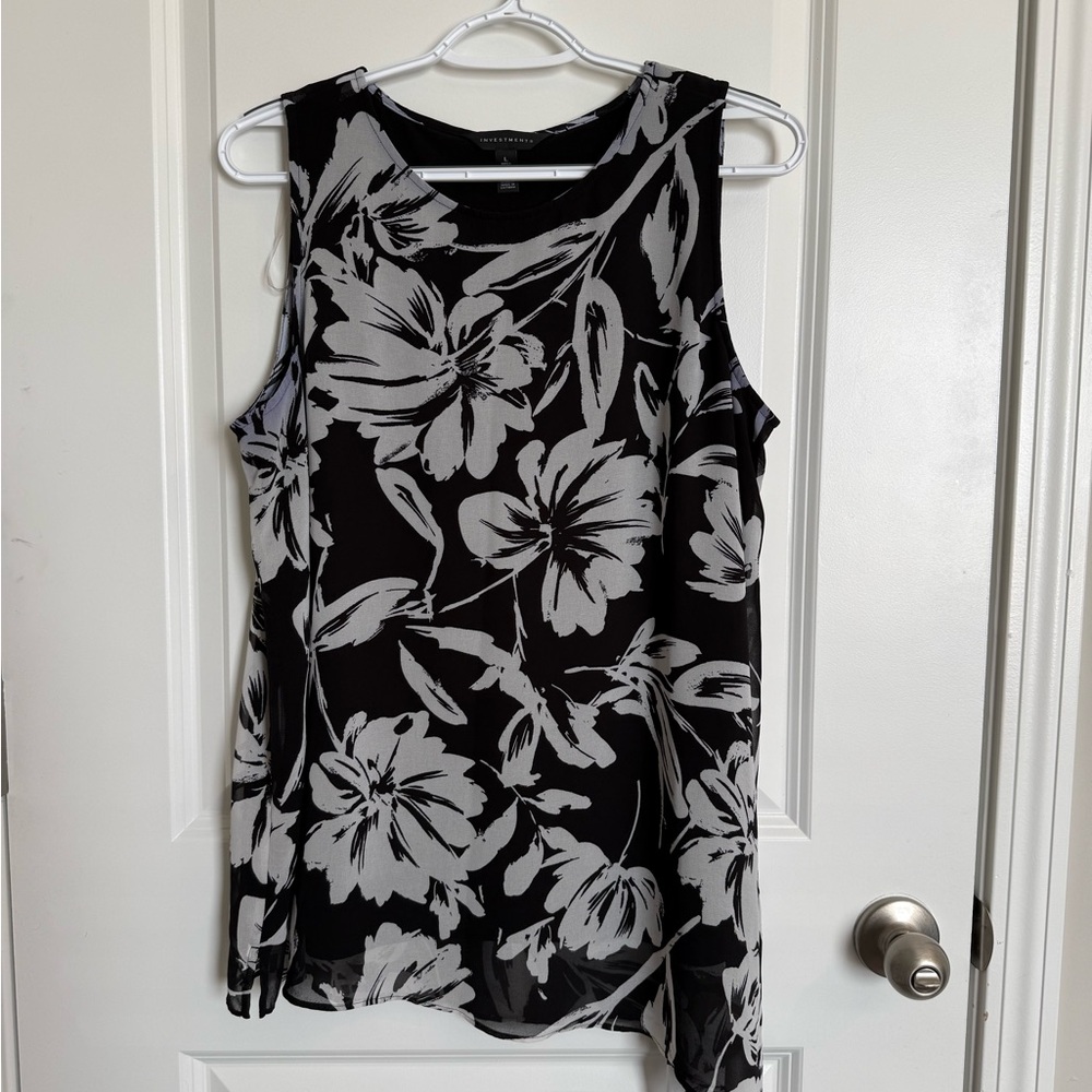 Investments Asymmetric Floral Tank Top